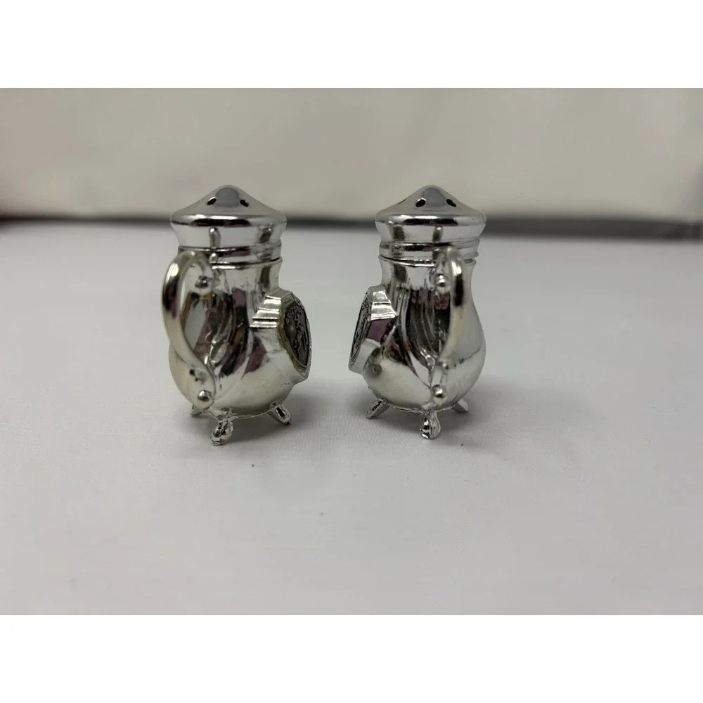 Arizona Salt and Pepper Shakers Silver Plated Vintage Metal Kettles Antique MCM